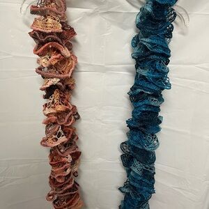 Handmade Ruffled Knit Scarves in Multicolor